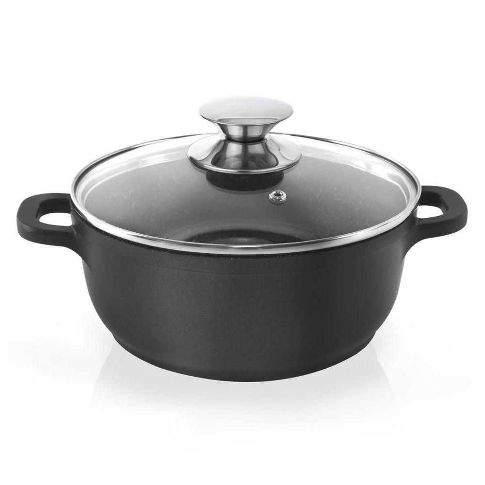 GRANITTOPF Grande mit Glasdeckel schwarz - Schwarz, Metall (2.3cm) - Orion 