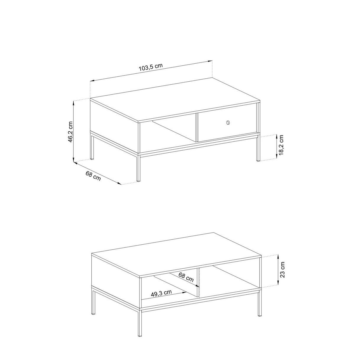 COUCHTISCH MONDO 103,5/46,2/68 cm Beige - Beige, Holzwerkstoff (68/103.5/46.2cm) - MASSENO