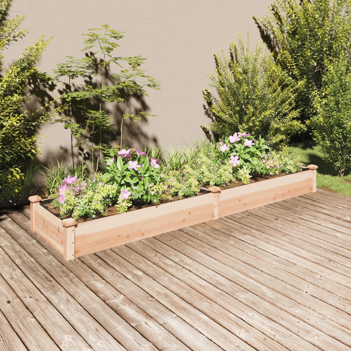HOCHBEET mit Einsatz 240x60x25 cm Massivholz Tanne - Naturfarben, Holz (60/25/240cm) - furnicato