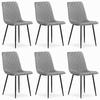 STUHL SCANNO 6-er Set, Grau, mit Samtstoff gepolstert - Hellgrau, Textil/Metall (45/89/53cm) - Komodee