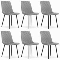 STUHL SCANNO 6-er Set, Grau, mit Samtstoff gepolstert - Hellgrau, Textil/Metall (45/89/53cm) - Komodee