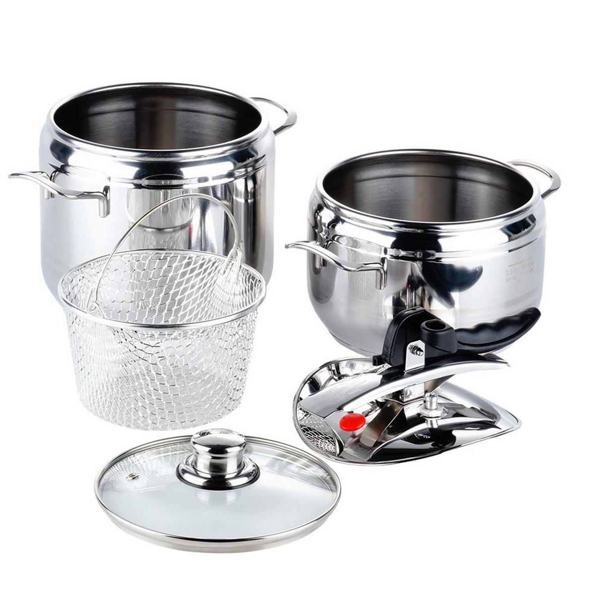 SCHNELLKOCHTOPF-SET Profi mit Zubehör silber - Silberfarben, Metall (5L) - Orion 