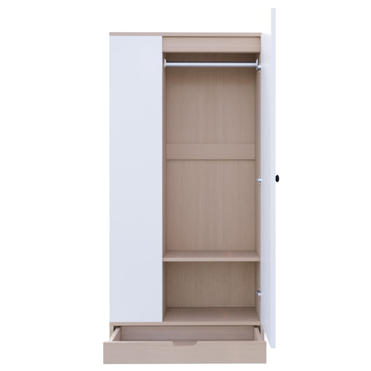 KLEIDERSCHRANK 70x40x170cm 1 Tür Einlegeböden Natur Weiß - Multicolor, Holz (70/170/40cm) - FLIEKS