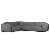 ECKSOFA mit Rundecke - Schwarz/Grau, Kunststoff/Textil (325/260cm) - home24