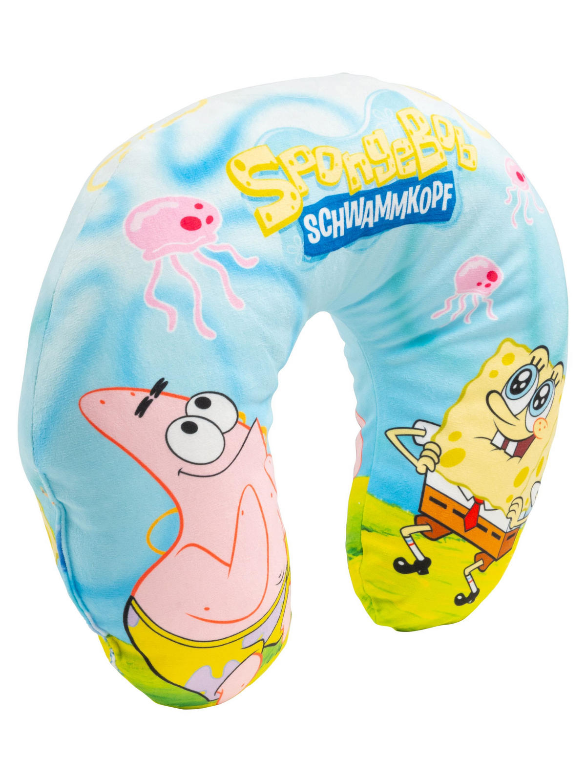 NACKENKISSEN Spongebob Schwammkopf 35 x 30 cm - Multicolor, Textil (35/30cm)