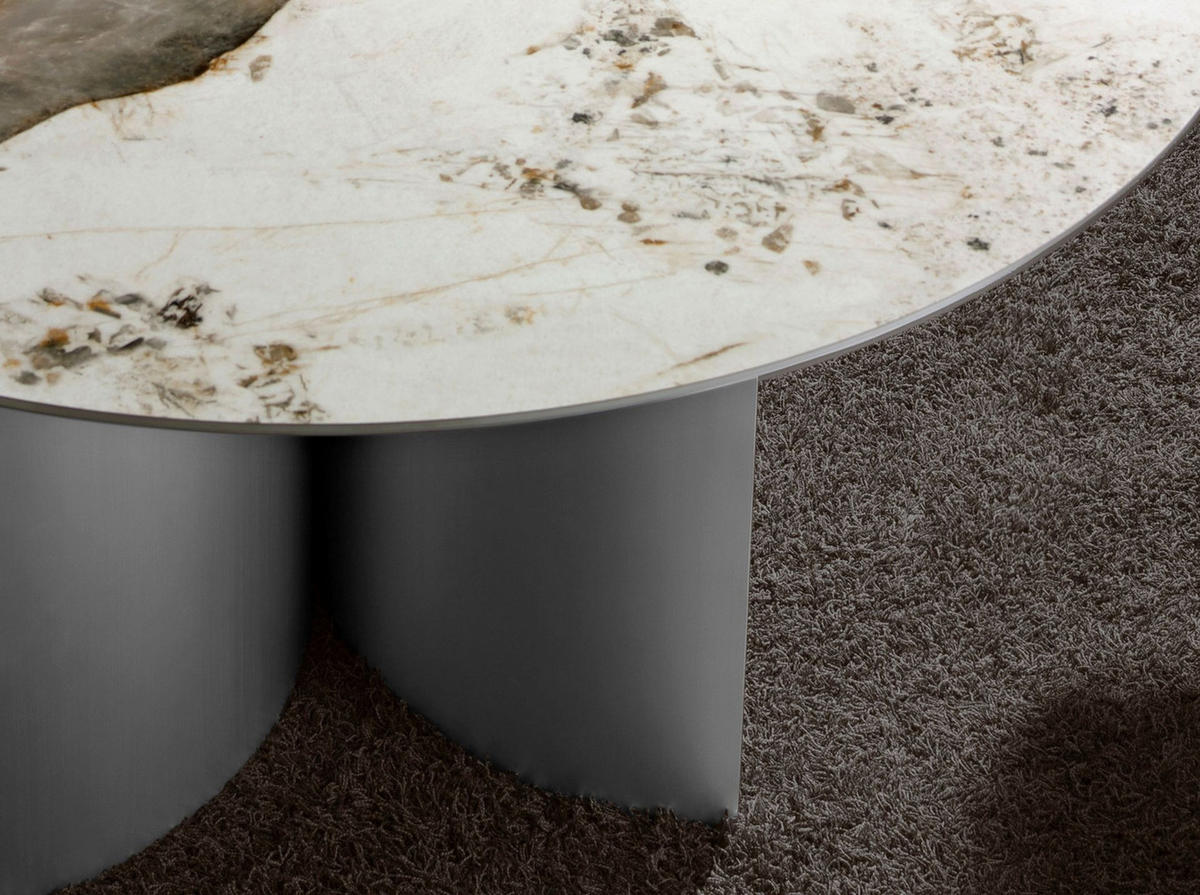 ESSTISCH rund Weiß | Walnuss | Silber 150/150/75 cm - Silberfarben/Walnussfarben, Stein (150/150/75cm) - ANGEL CERDA