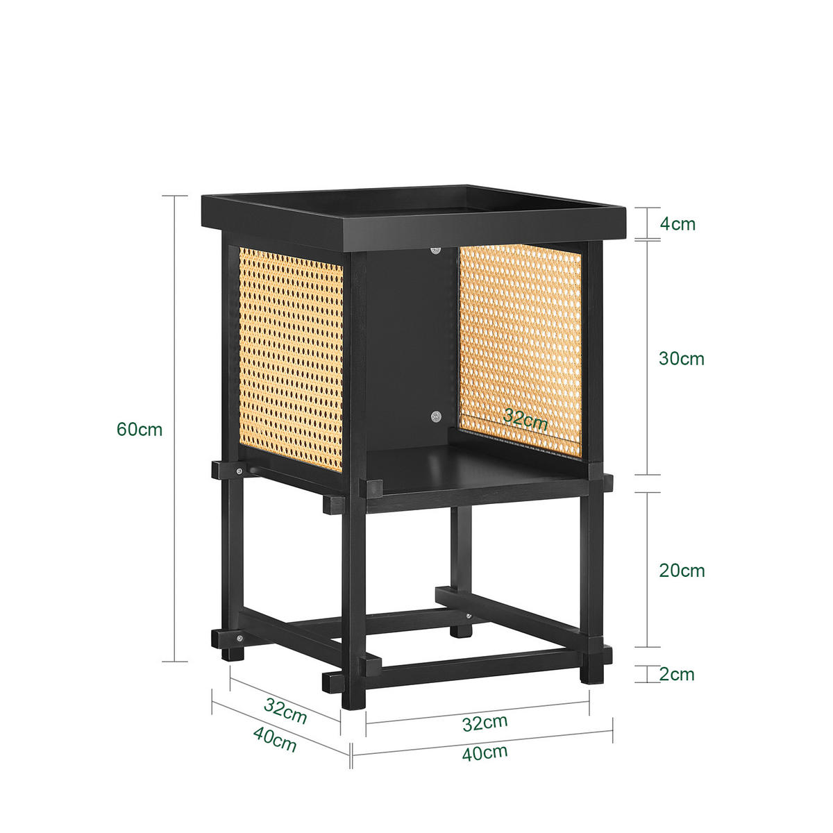 BEISTELLTISCH Schwarz - Schwarz, Holz (40/40/60cm) - SoBuy