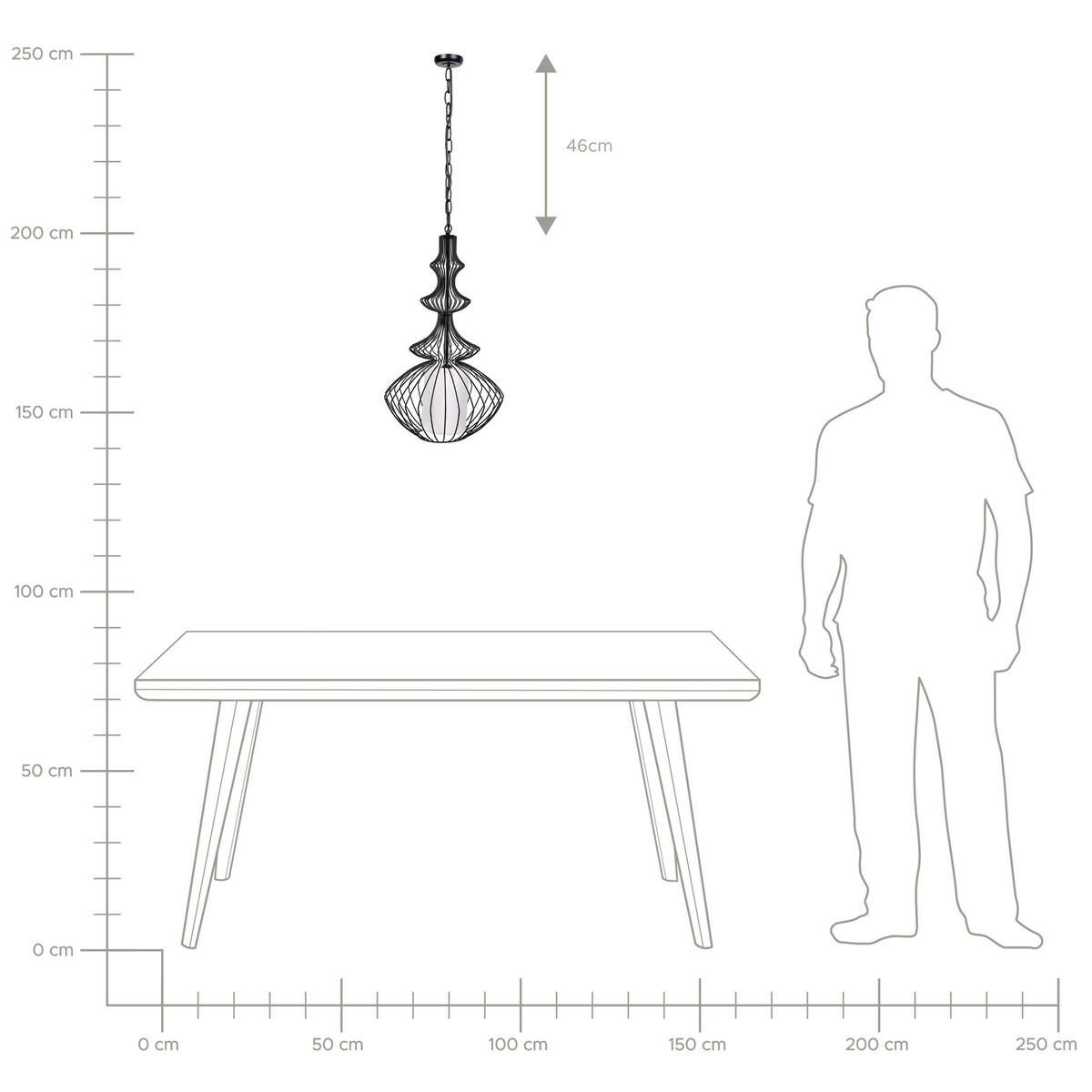 HÄNGELEUCHTE Kolva 40/40/110 cm - Schwarz, Metall (40/40/110cm) - Beliani