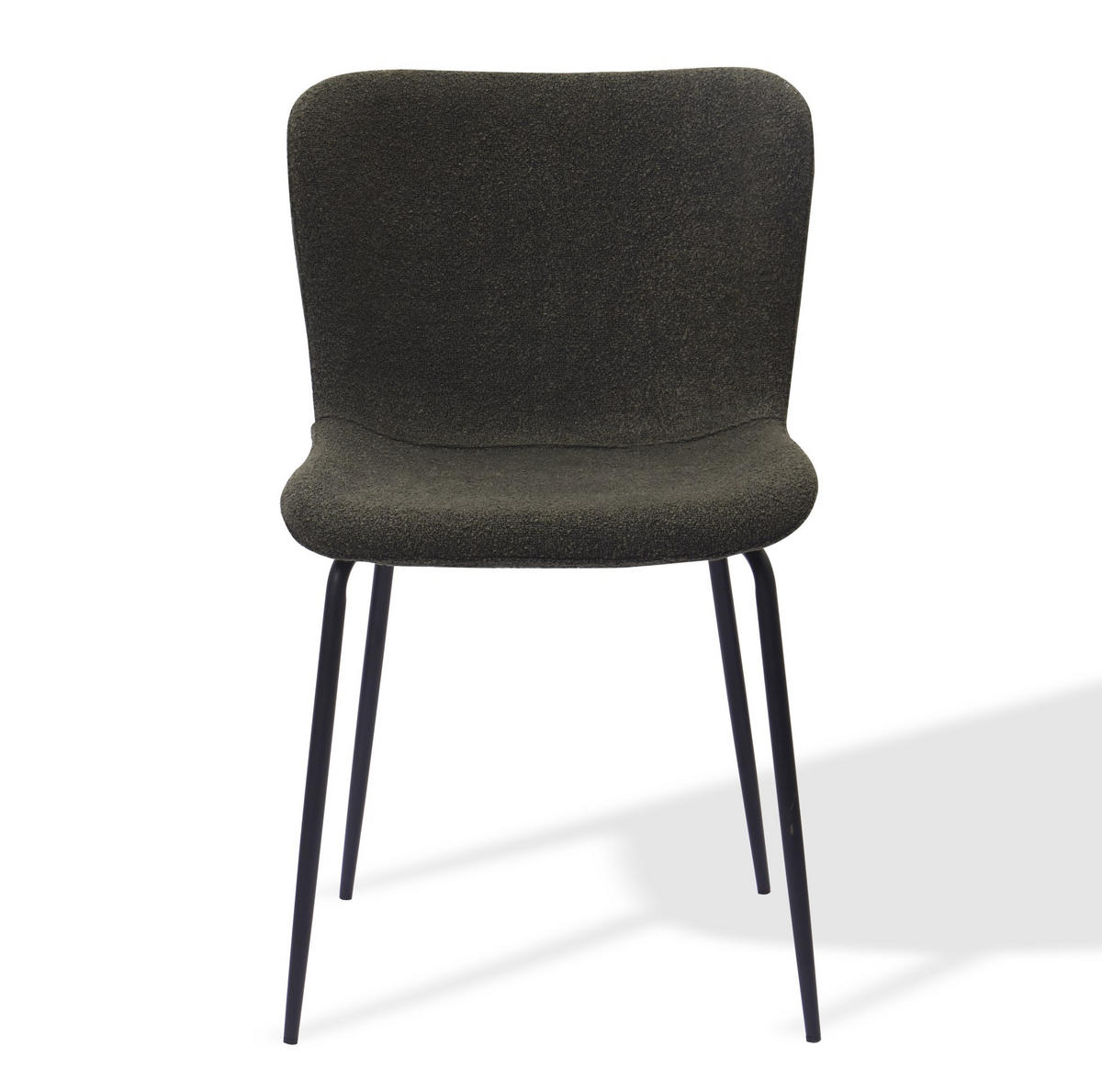 STUHL 2er-Set mit hoher Rundlehne Stoffbezug Metallbeine Grün - Grün, Metall (48/80/55cm) - Meubliv