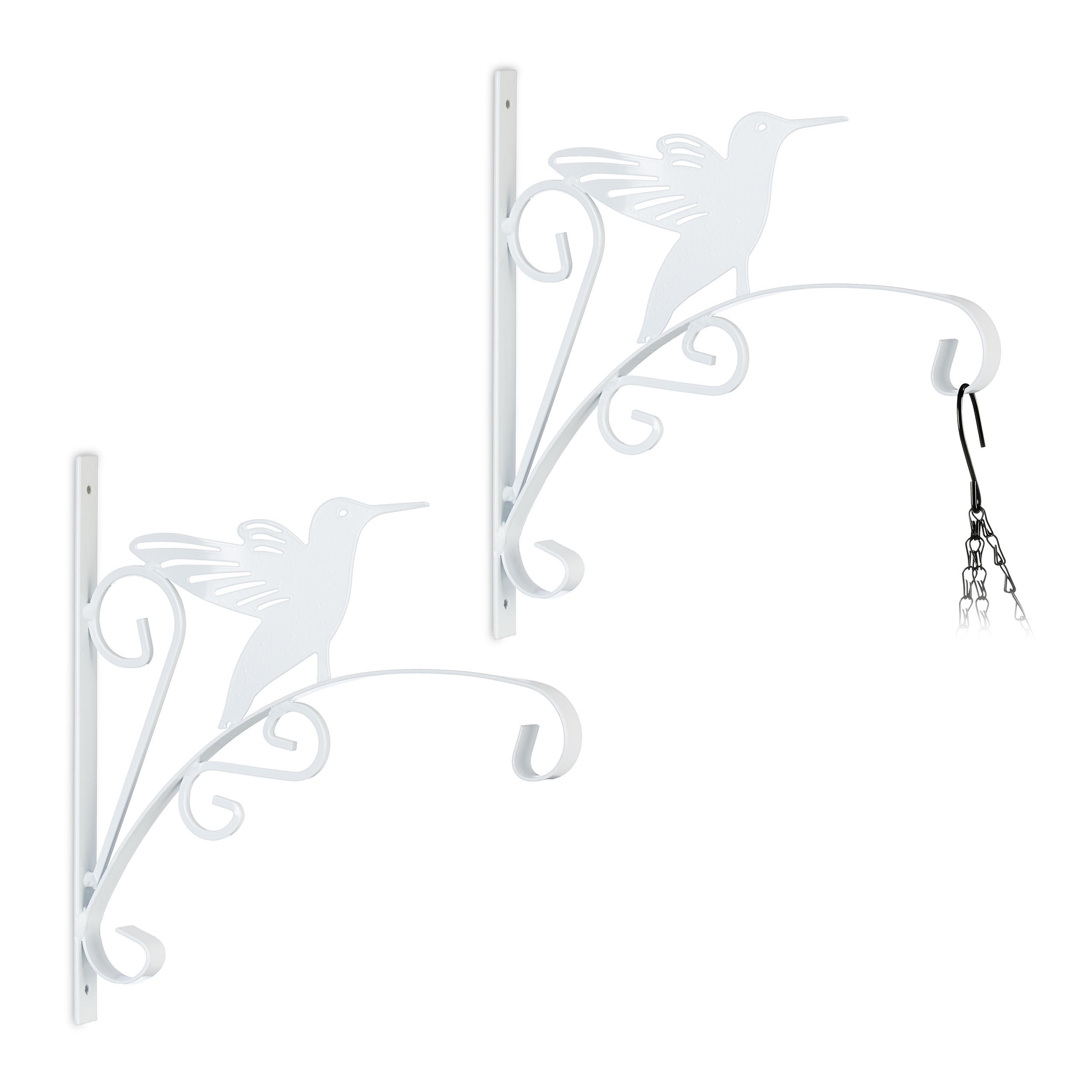 2XBLUMENAMPELHALTERUNG - Weiß, Metall (29.5/30/2cm) - Relaxdays