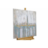 ACRYLBILD HANDGEMALT 80/80 cm - Blau/Grau, Holz/Textil (80/80cm) - KUNSTLOFT