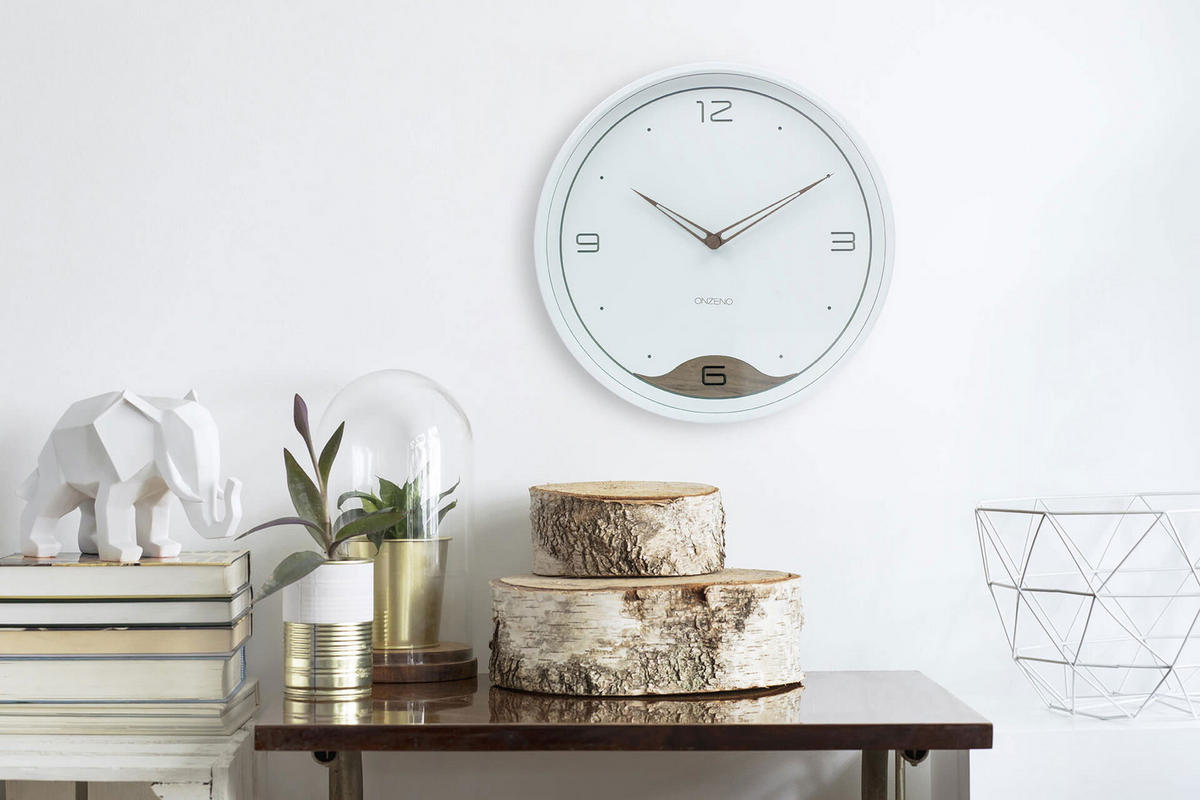 WANDUHR Design Weiß 31/31 cm - Weiß, Holzwerkstoff (30.5/30.5/4cm) - ONZENO