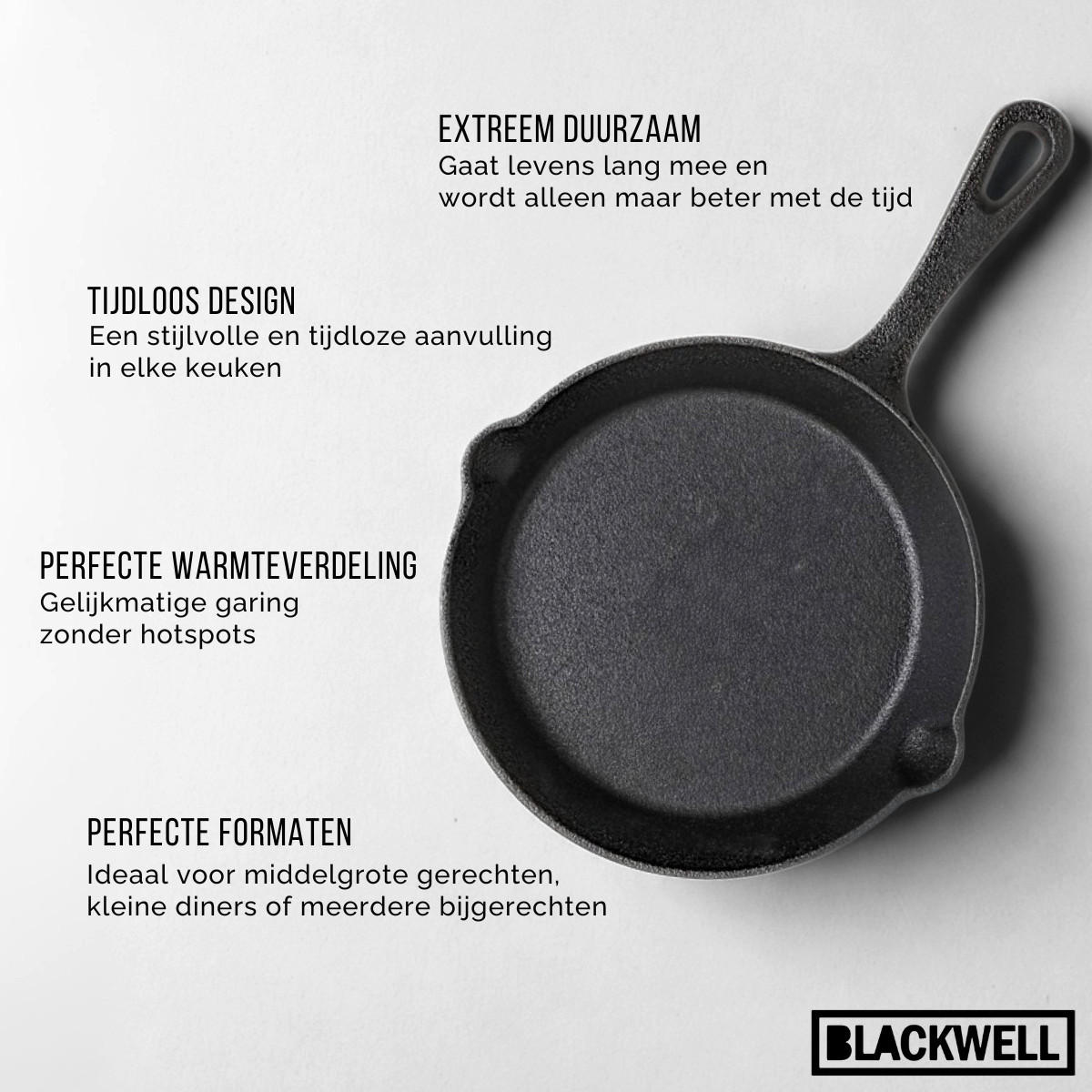 BRATPFANNEN-SET Gusseisen- / BratPFANNENø 16, 20 & 25 cm - ohne Antihaftbeschichtung - Schwarz, Keramik (25cm) - Blackwell
