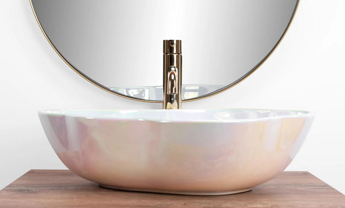 AUFSATZWASCHBECKEN Rea Akoya Pearl - Pink, Keramik (38/13.5/50.5cm) - REA