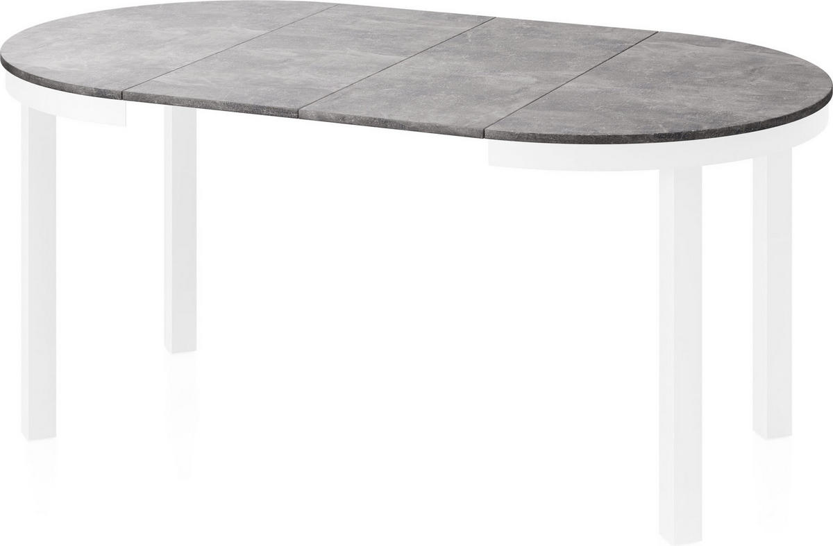 ESSTISCH Rowan Weiß runder ausziehbarer, Grauer Beton 100-176/100/76 cm - Hellgrau/Weiß, Holzwerkstoff/Metall (100/100/76cm) - WFL GROUP