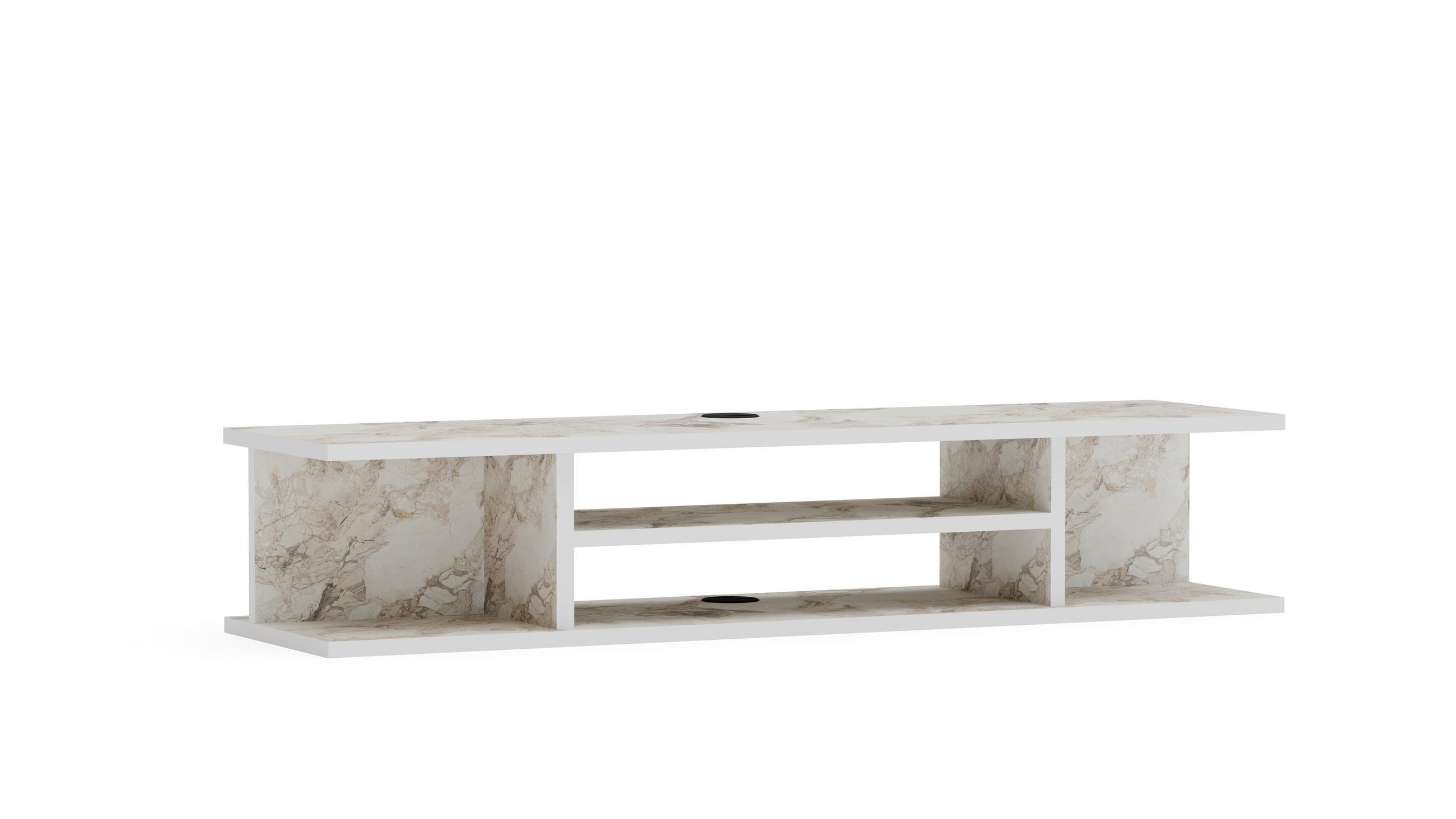 TV-ELEMENT Pivot Weiß Marmor Decor - Creme/Weiß, Holzwerkstoff (29.5/23.2/120cm) - Decorotika
