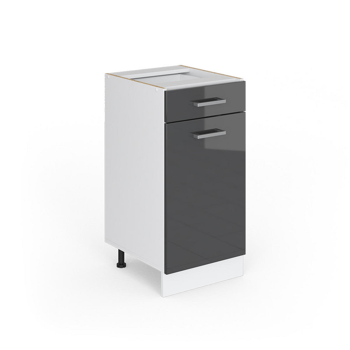 KÜCHENFRONT R-Line Anthrazit Hochglanz 39.6 x 70.8 cm Möbelfront für den Schubunterschrank - Schwarz Hochglanz, Holzwerkstoff (39.6/70.8/1.6cm) - Vicco