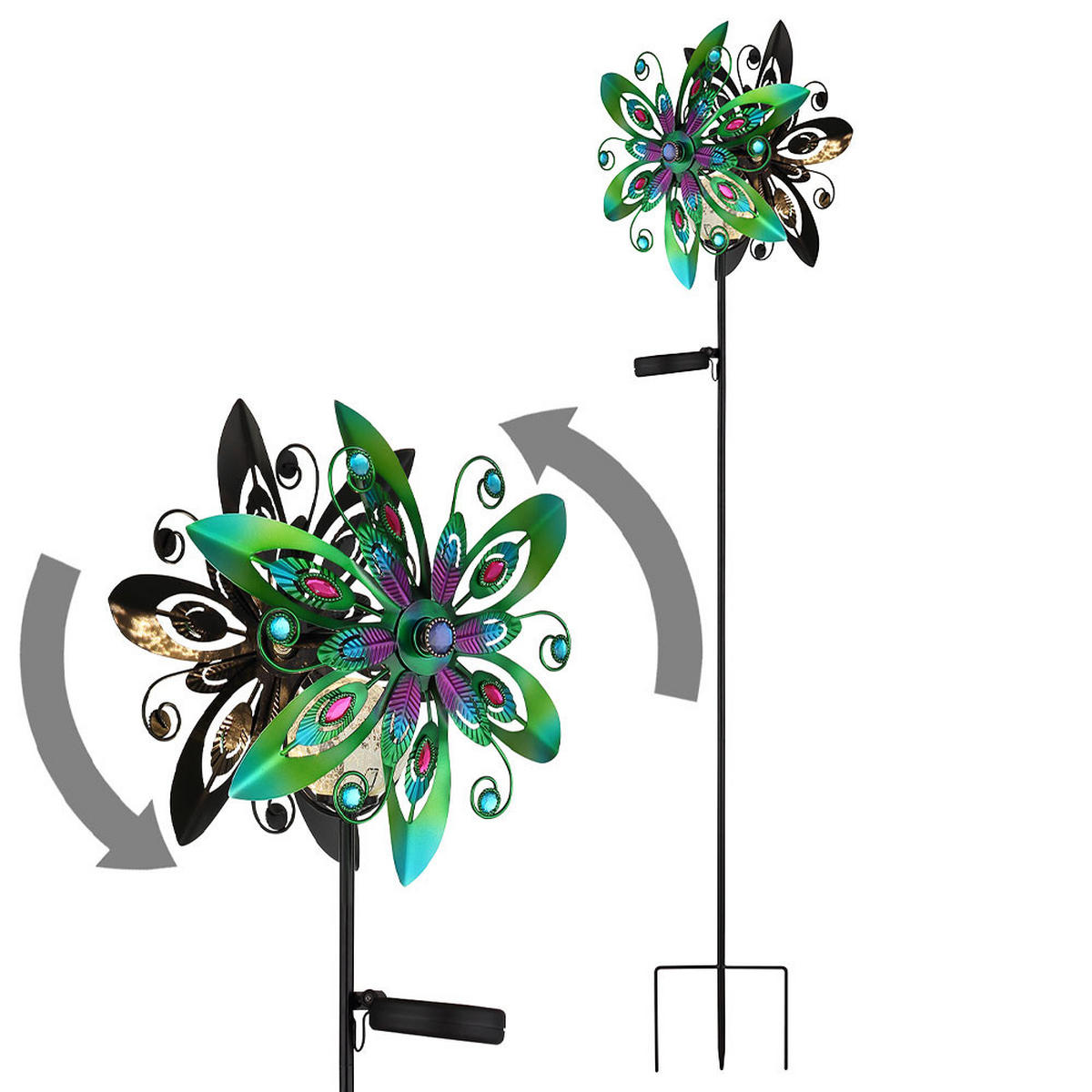 LED AUSSENLEUCHTE Metall Bunt 2er Set - Multicolor, Metall (32/17.5/124cm) - Globo Lighting