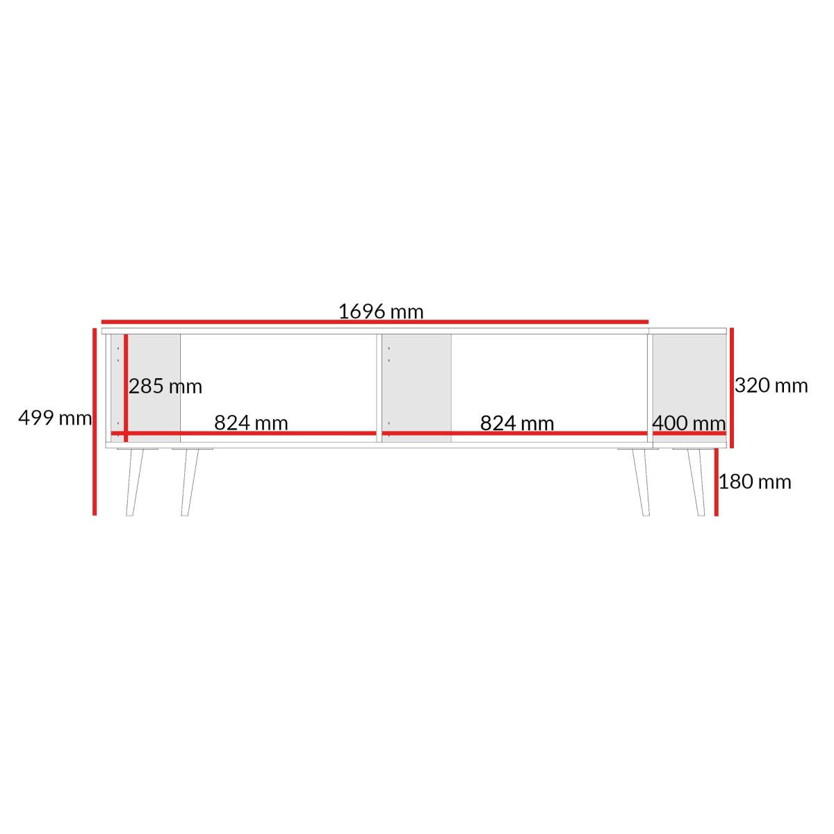 TV-LOWBOARD Chloe 4D 170 Weiß (schwarzer oder goldener Griff) - Schwarz/Weiß, Holzwerkstoff/Kunststoff (170/50/40cm) - mzm24