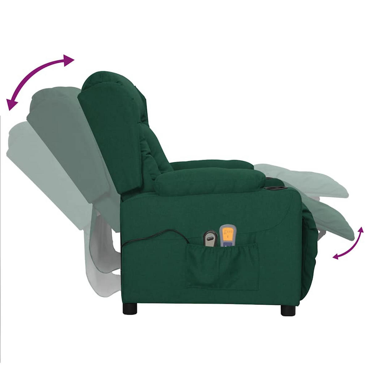 ELEKTRISCHER Massagesessel Dunkelgrün Stoff - Dunkelgrün/Schwarz, Textil (96/99.5/72.5cm) - vidaXL