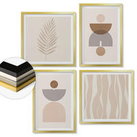 WANDBILDER 4er Set - 50x50 cm & 40x60 cm Goldrahmen - Abstrakte Formen braun beige - Goldfarben, Kunststoff (50/50cm) - ArtPrintCave