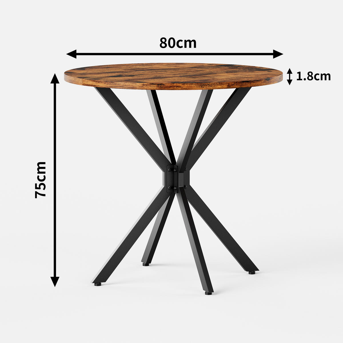ESSTISCH Ø80/75 cm im Industrialstil DE-39992 Vintagebraun - Braun, Holzwerkstoff (80/80/75cm) - ComfortXL
