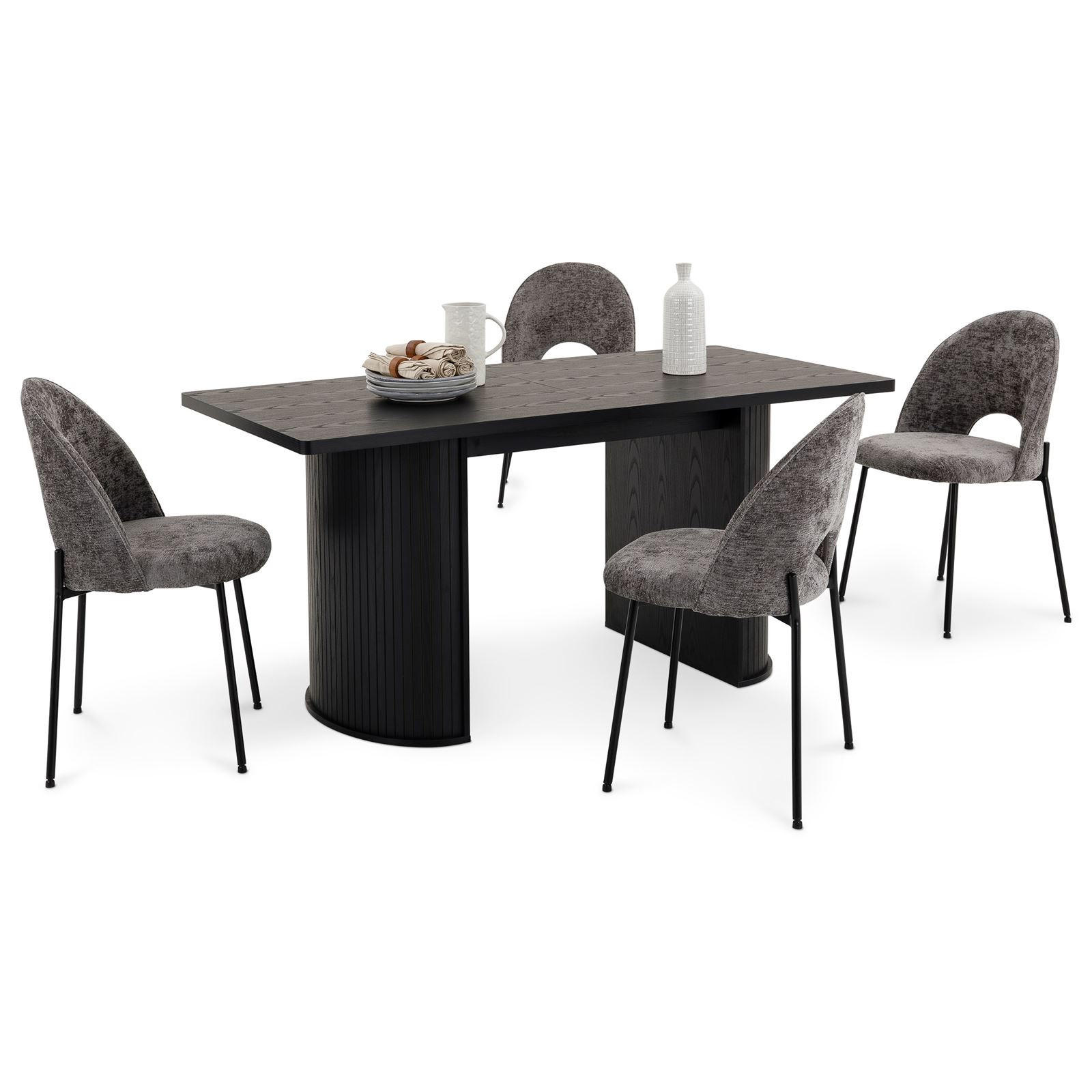 ESSZIMMERSET GUARDA 5 Teile schwarz - Schwarz, Holzwerkstoff/Metall (160/75/75cm) - IDIMEX