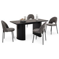 ESSZIMMERSET GUARDA 5 Teile schwarz - Schwarz, Holzwerkstoff/Metall (160/75/75cm) - IDIMEX