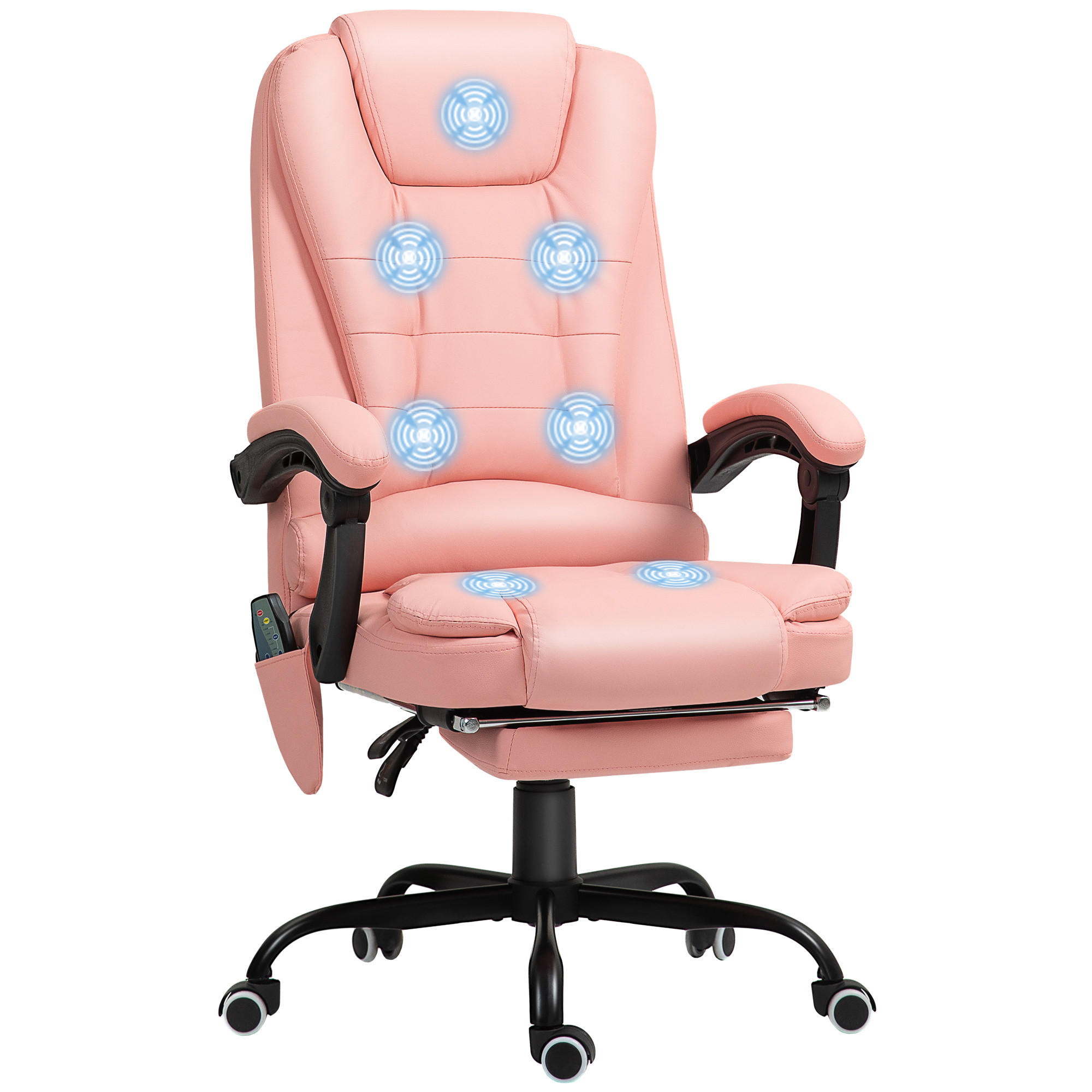 BÜROSTUHL mit 7 Punkt Massage, Rosa - Rosa, Leder (67/121/79cm) - Vinsetto