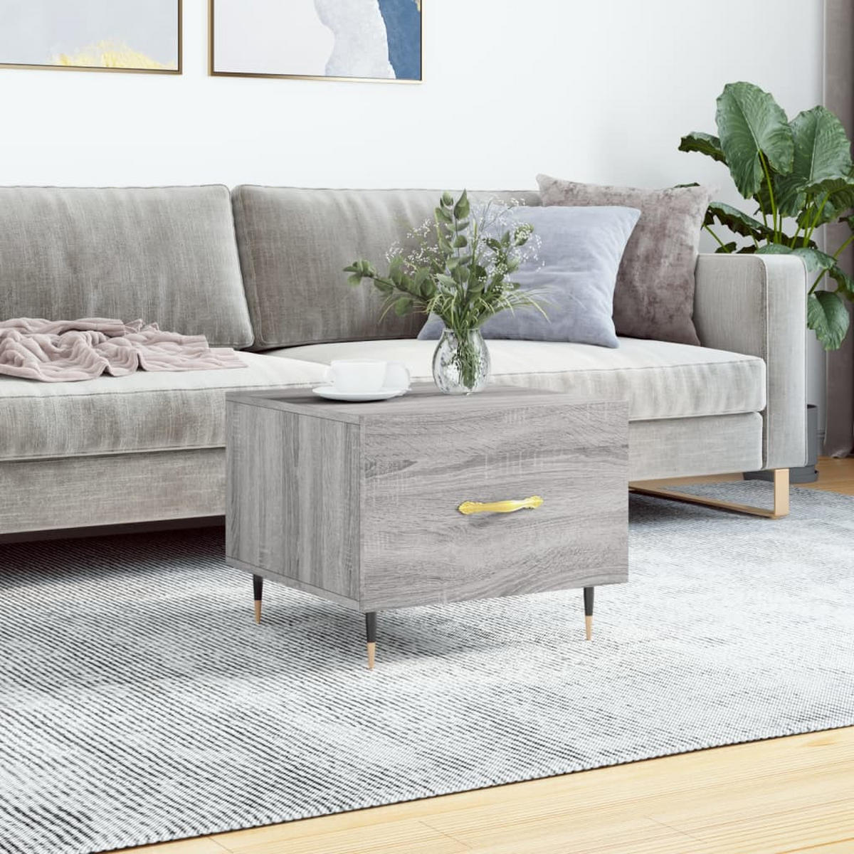 COUCHTISCH Grau Sonoma 50x50x40 cm Holzwerkstoff - Grau, Holzwerkstoff (50/50/40cm) - furnicato