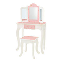 KINDER-SCHMINKTISCH mit Spiegel und Hocker Frisiertisch, Rosa/Weiß, 100cm - Weiß, Holzwerkstoff (30/100/60cm) - Teamson Kids