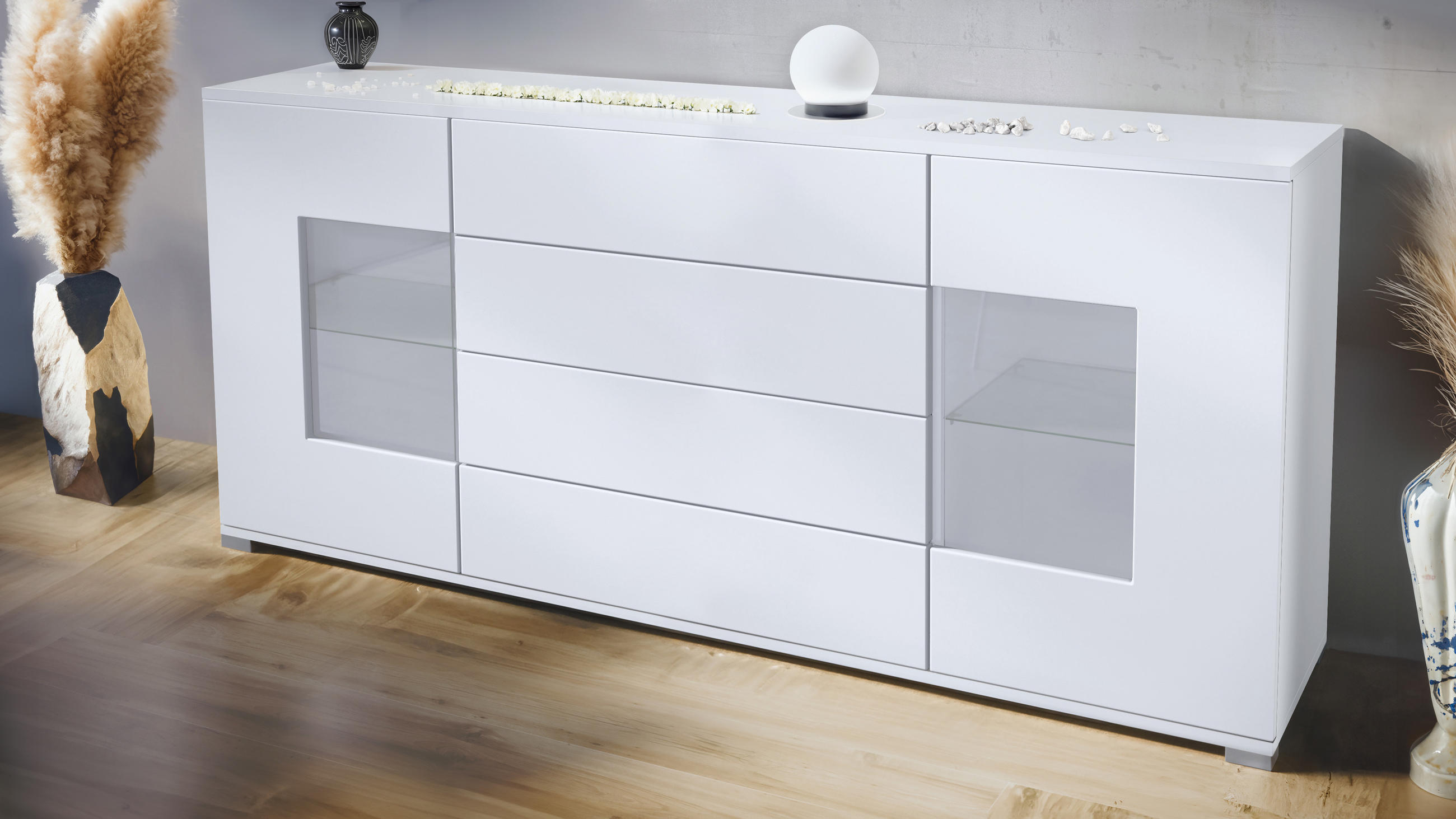 SIDEBOARD Grömitz Weiß matt - Weiß, Holzwerkstoff (166.5/75.5/35cm) - Vladon
