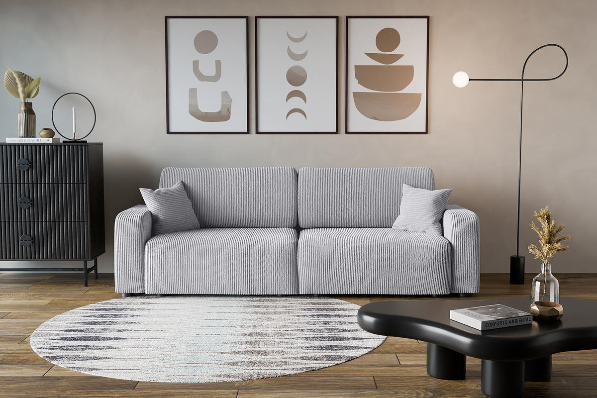 SCHLAFSOFA - Schwarz/Grau, Kunststoff/Textil (245/83/90cm) - home24