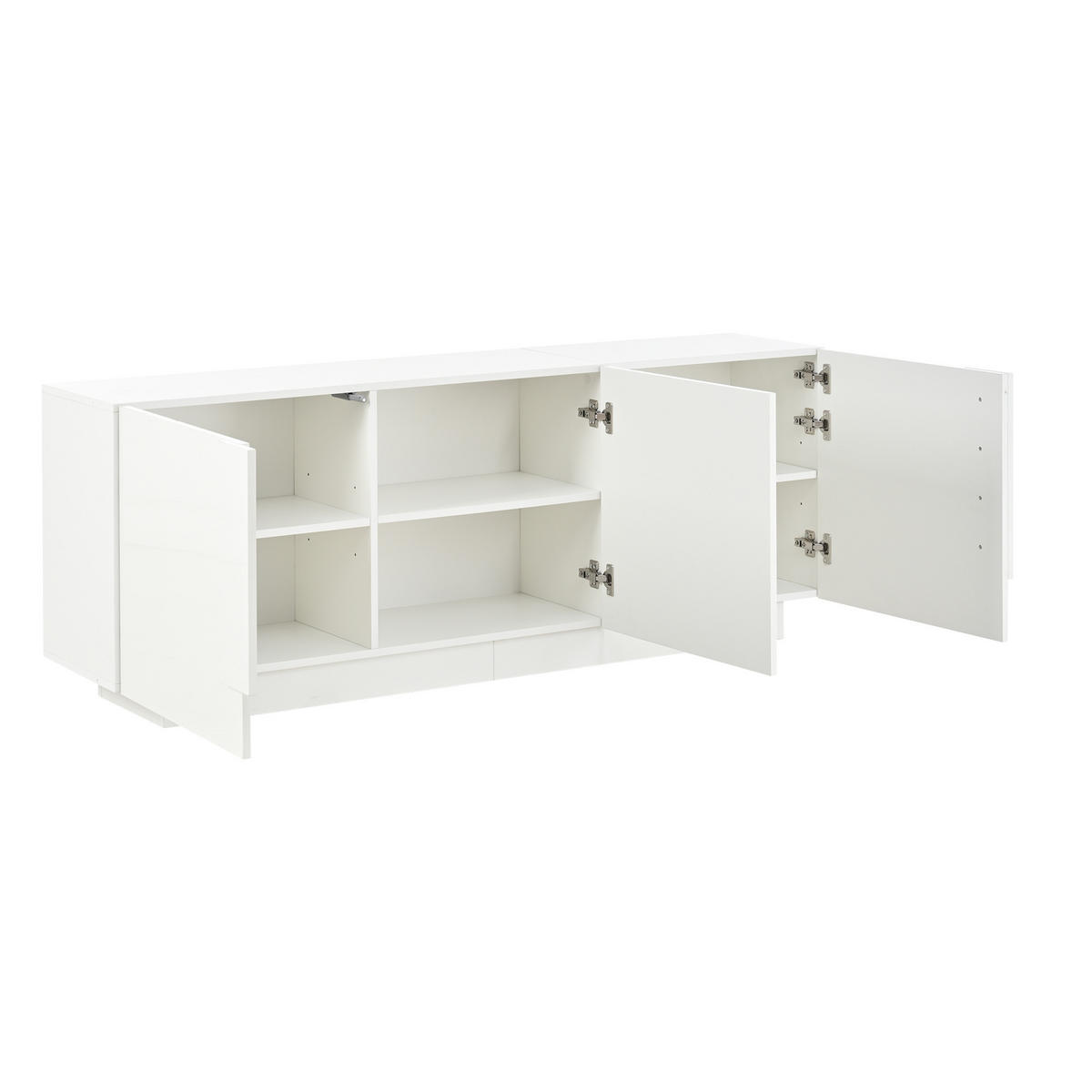 SIDEBOARD Weiß Hochglanz 3 Türen 6 Fächer 160cm Modern - Weiß, Holzwerkstoff (35/60/160cm) - FLIEKS
