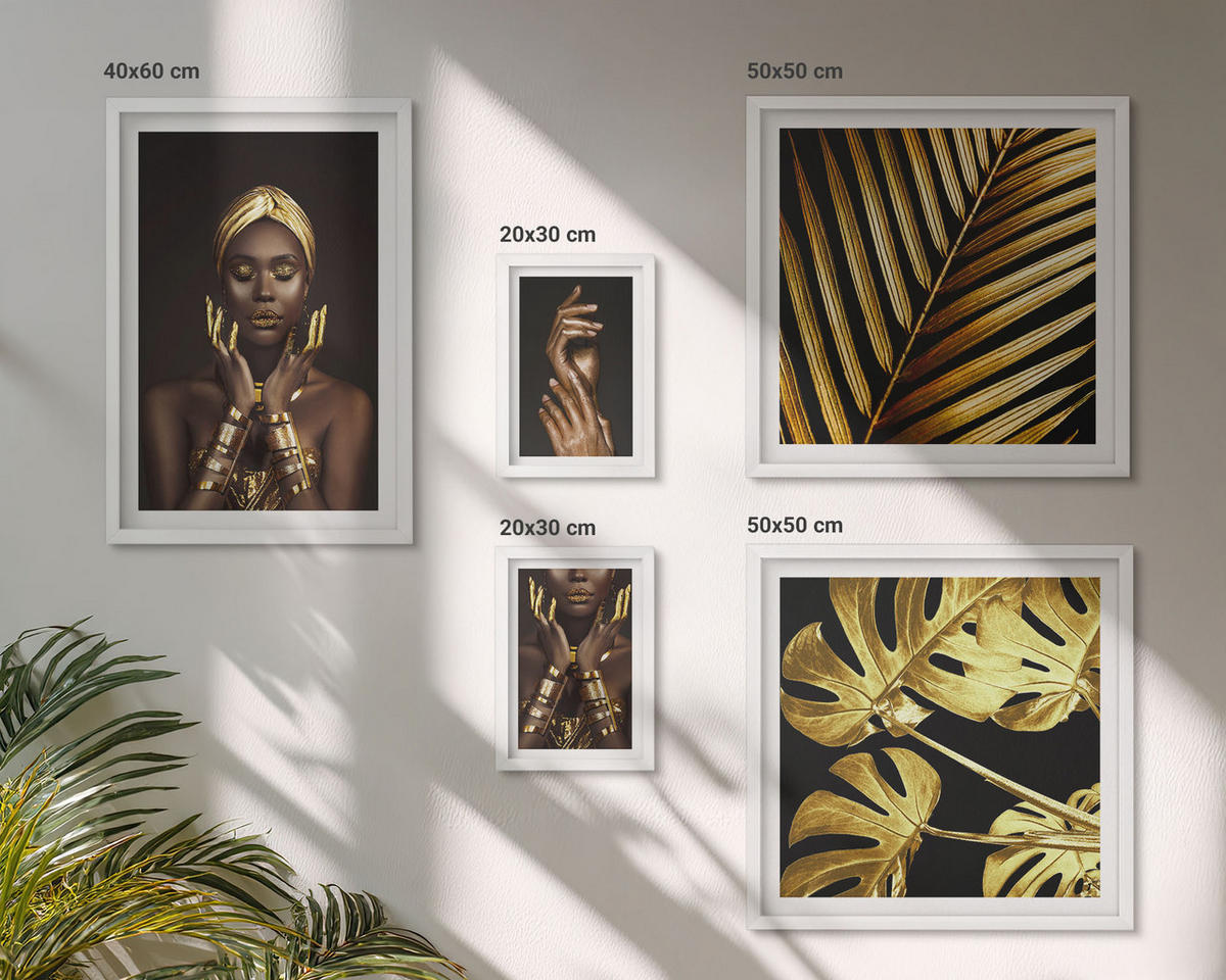 WANDBILDER 5er-Set - 50x50 cm & 20x30 cm & 40x60 cm Weißer Rahmen - Künstlerische Porträts von Frauen - Weiß, Kunststoff (40/60cm) - ArtPrintCave
