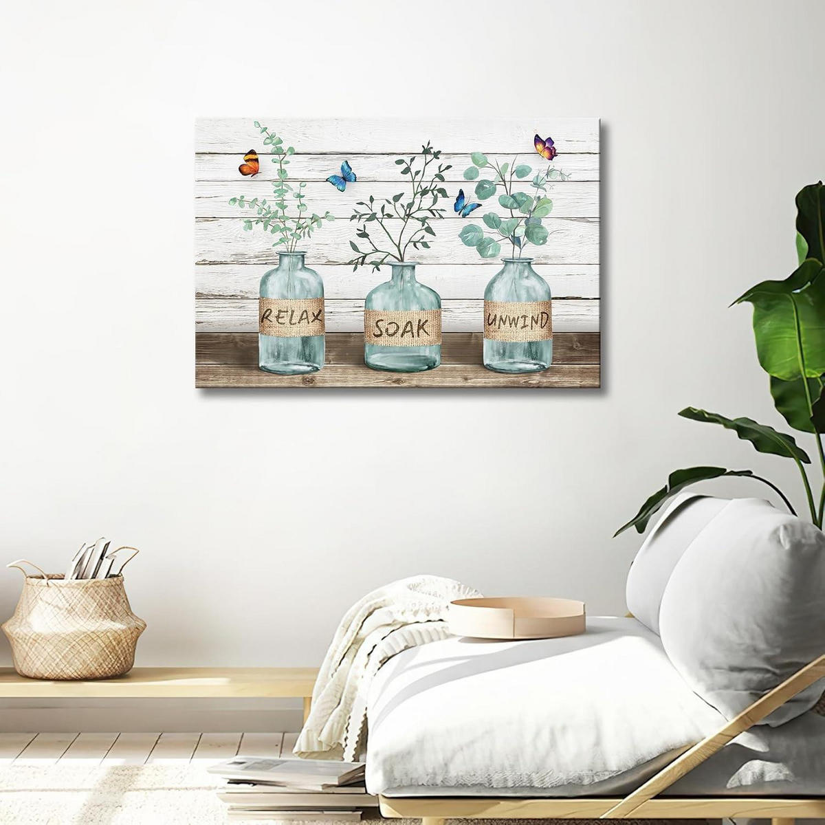 LEINWANDBILD Eukalyptus Schmetterling 40 x 60 cm - Multicolor, Textil (40/0.5cm)