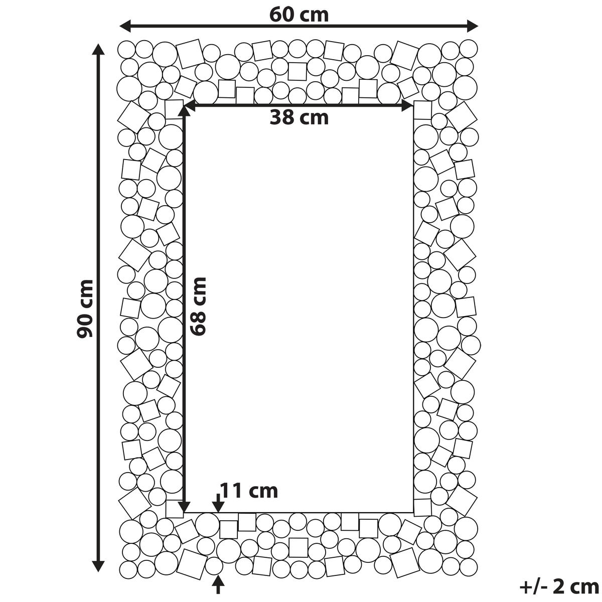 WANDSPIEGEL silber 60/90 cm Glitzer-Steine Mernel - Silberfarben, Holzwerkstoff (60/90/2cm) - Beliani