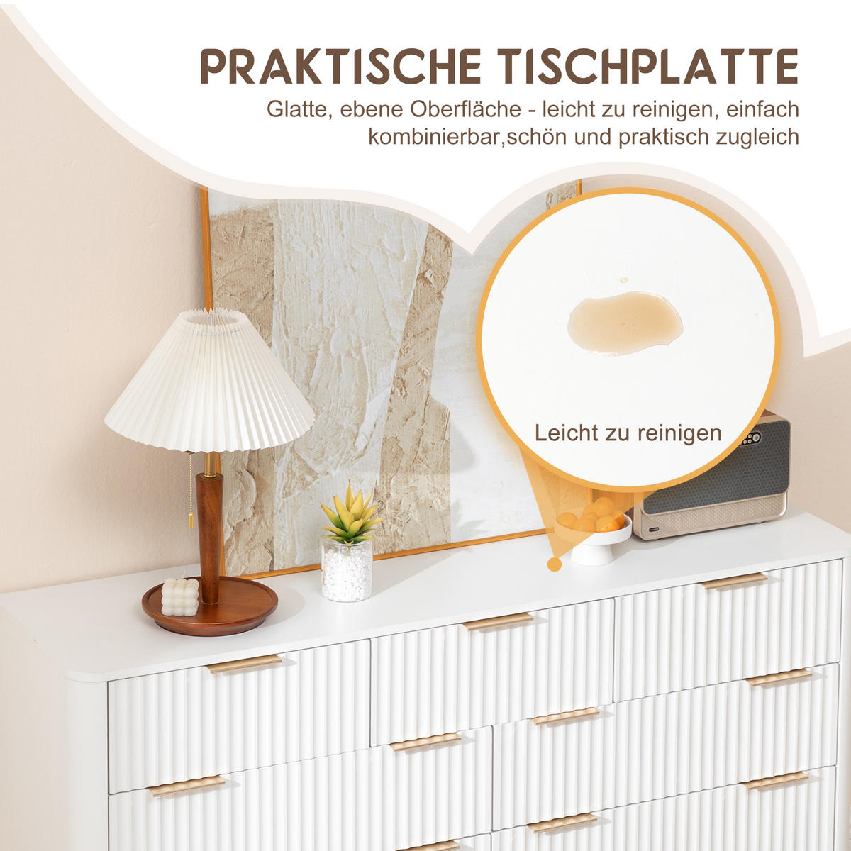 KOMMODE DE-38182 7 Schubladen mit Soft-Close und Metallgriffen Weiß - Weiß, Holzwerkstoff (145/80/40cm) - ComfortXL