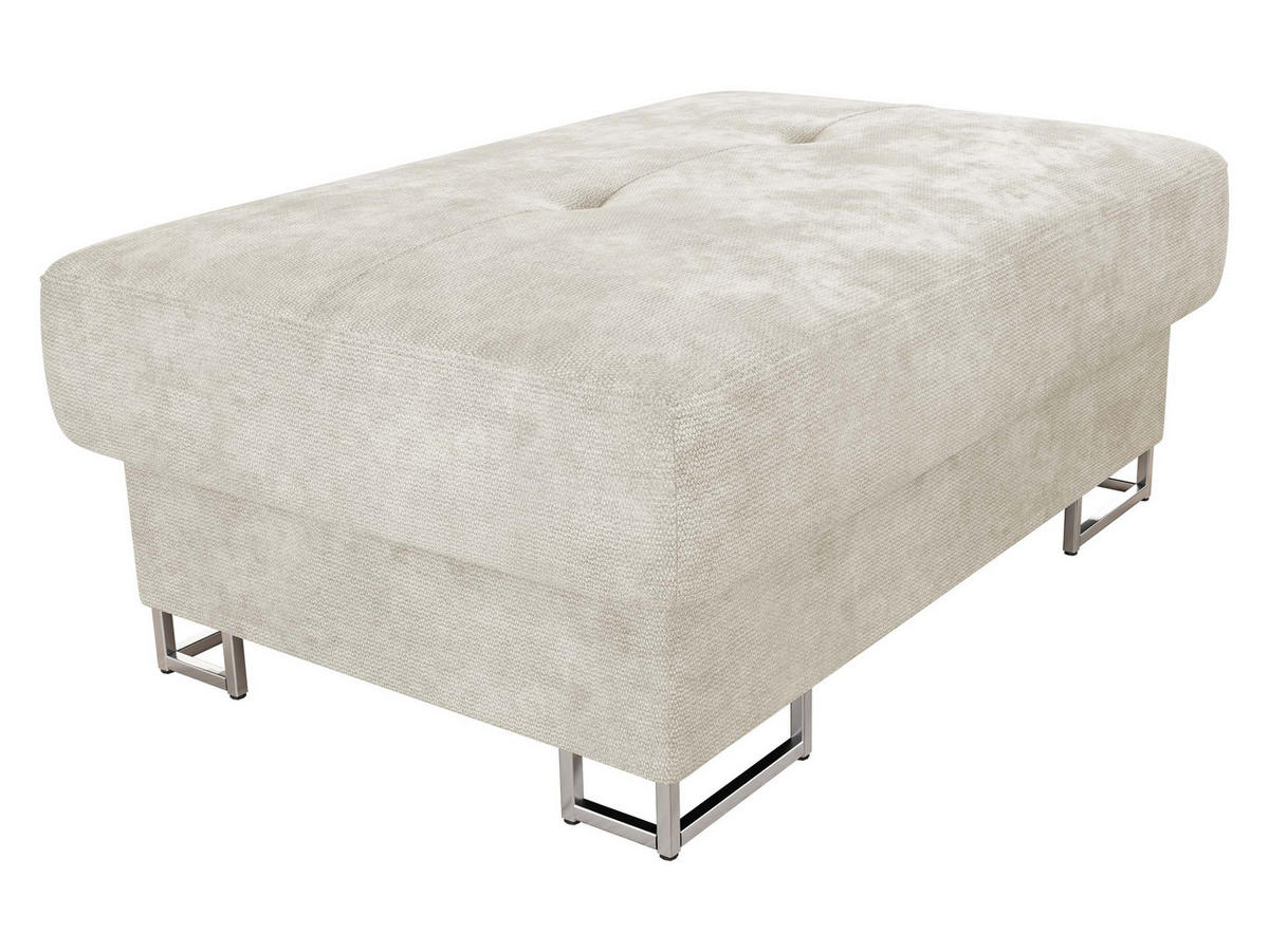 POLSTERHOCKER Cotere - Silberfarben/Creme, Holz/Textil (104/42/67cm) - MIRJAN24