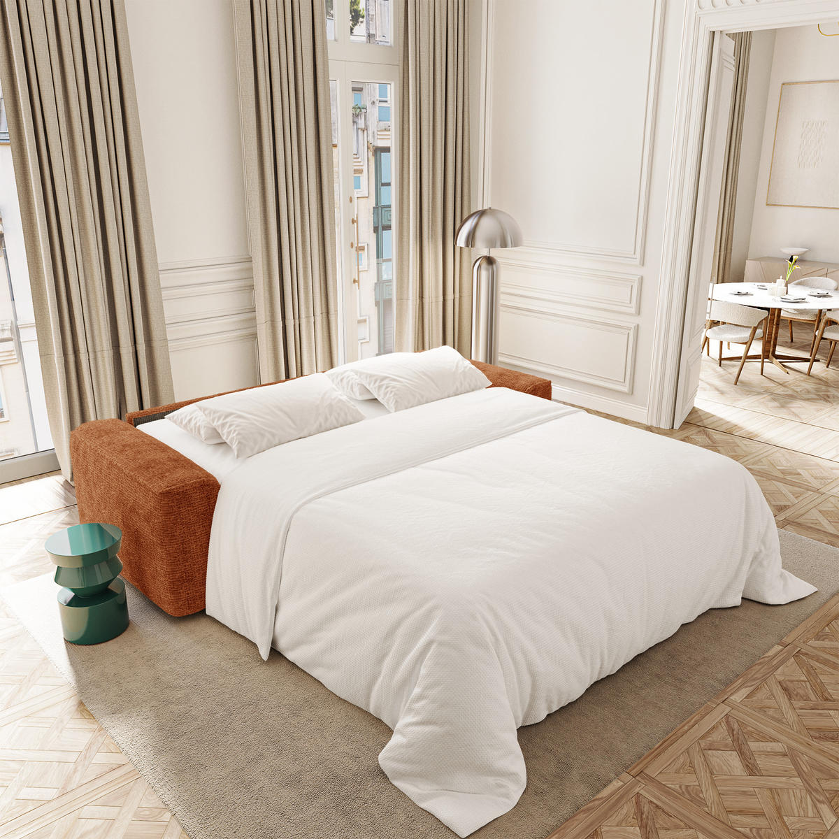 SCHLAFSOFA Express COMO Köpergewebe mit weichem Griff Terrakotta 236cm - Dunkelorange/Terracotta, Textil (236/78/100cm) - Premium Interiors