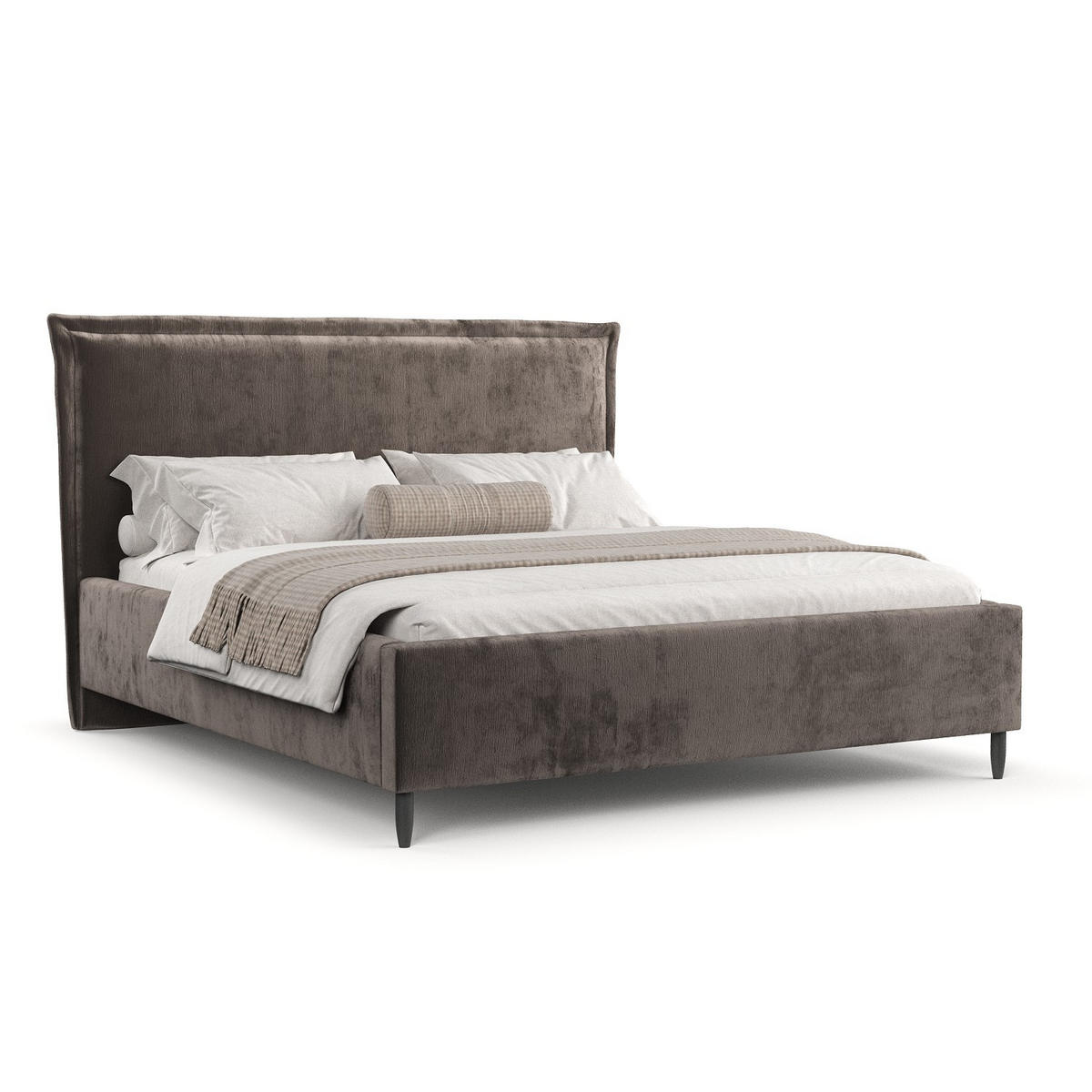POLSTERBETT Cape Cod Braun 160/200 cm im Chenille-Stoff - Schwarz/Naturfarben, Holz/Holzwerkstoff (160/200cm) - Maison de Reve