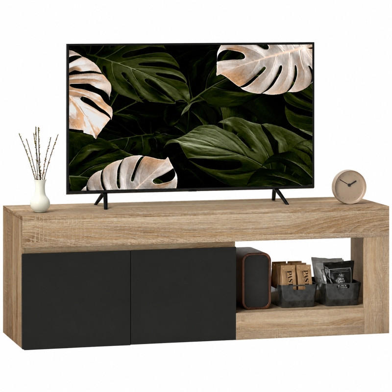 TV-MÖBEL Schwarz 1 Stück - Schwarz, Holzwerkstoff (140/48/40cm) - GiPP