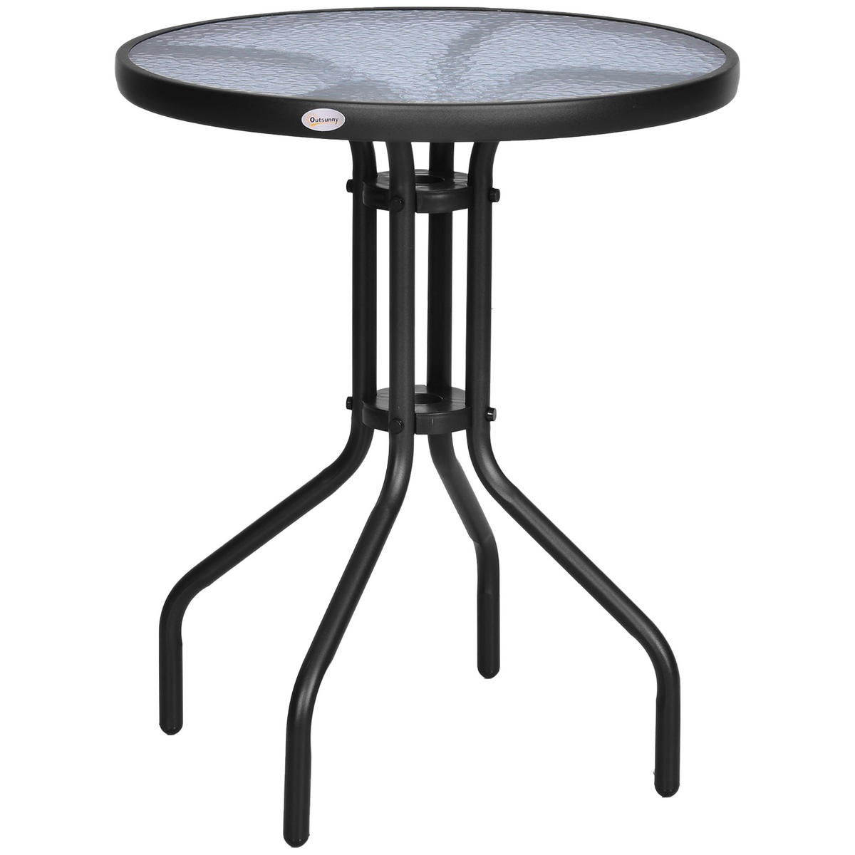 GARTENTISCH DE-07350 rund mit Wasserkräuselung-Muster Schwarz - Schwarz, Glas/Kunststoff (60/60/70cm) - ComfortXL