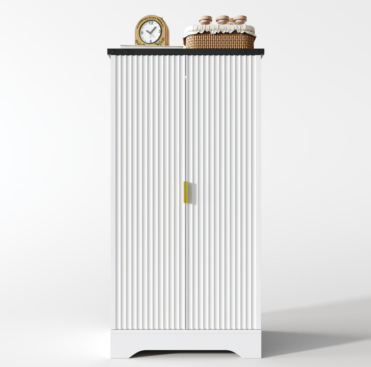 ANRICHTE 120/60,5/40 cm in Weiß mit LED-Beleuchtung und verstellbaren Böden - Weiß, Holzwerkstoff (60.5/120/40cm) - Flora Grace