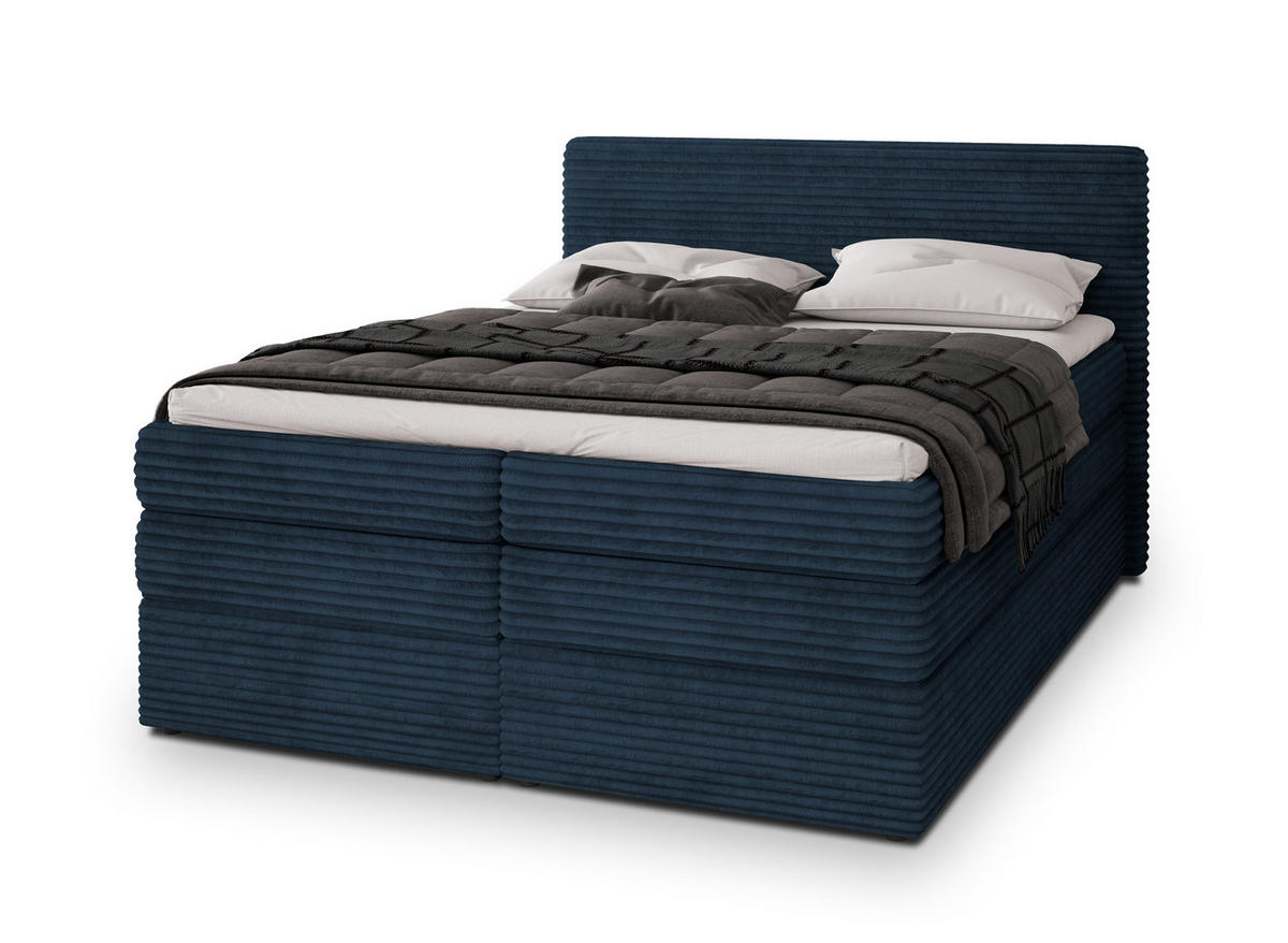 POSTEL BOXSPRING LUNERA 160x200 cm, s matrací a úložným prostorem, modrá - modrá, kompozitní dřevo/textil (160/200cm) - MASSENO