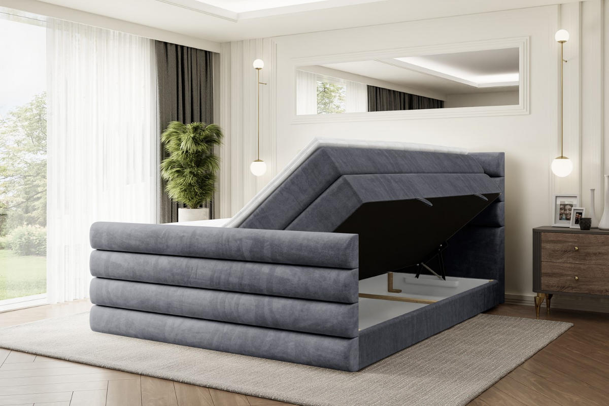 BOXSPRINGBETT CELESTIA-Z KING - 140x200 - H3/H4 - Dunkelgrau - Dunkelgrau, Holzwerkstoff (140/200cm) - ALTDECOR