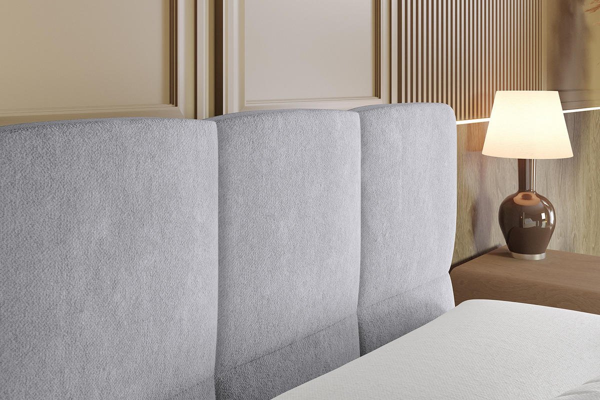BOXSPRINGBETT mit Matratze H3|H4 und Lattenrost - LIRO KING-120x200 - Grau Monolith - Hellgrau, Holzwerkstoff (120/200cm) - ALTDECOR