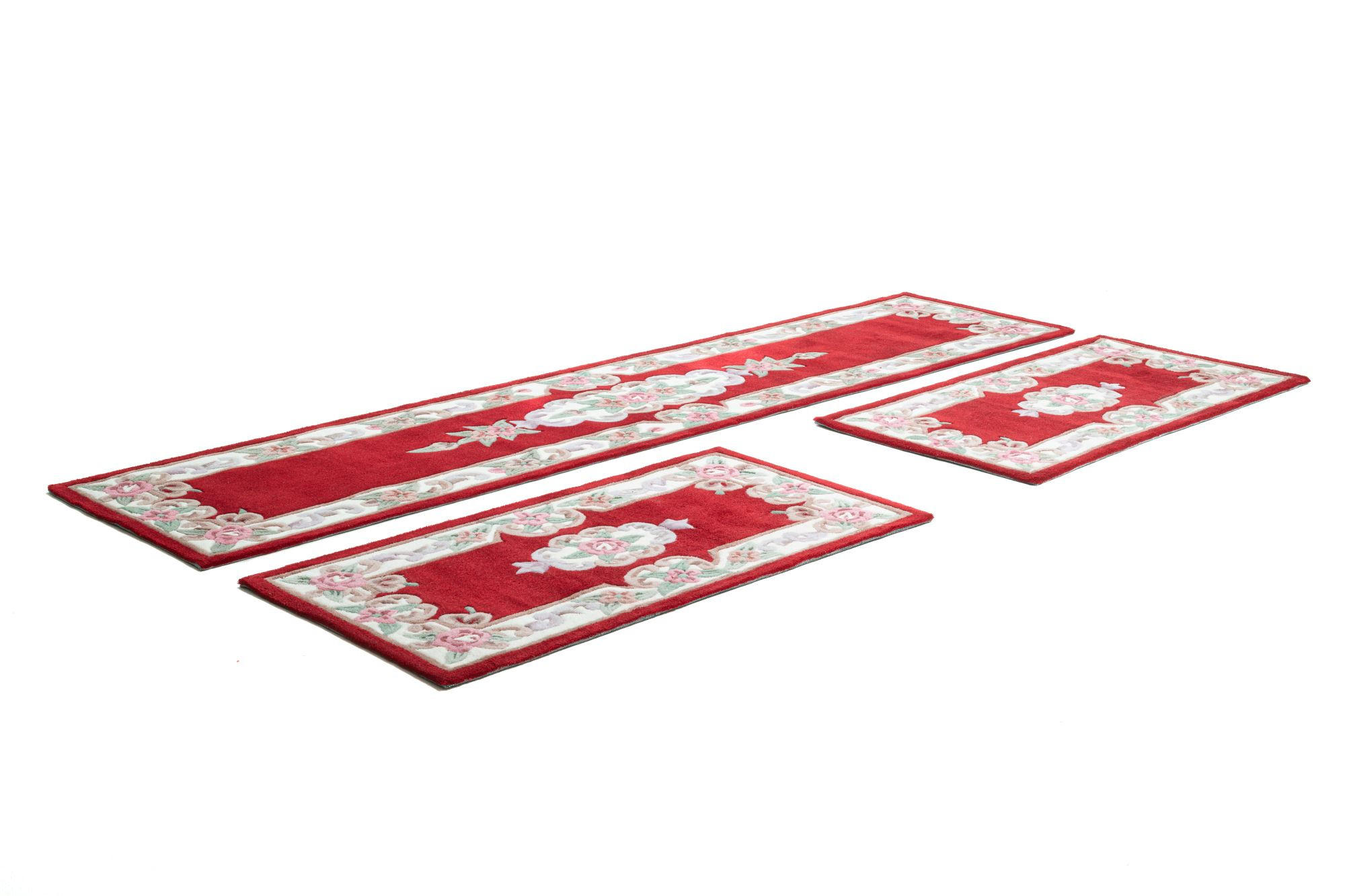 HANDTUFTTEPPICH Ming Bettumrandung 70x600 cm - Rot, Textil (70/600cm) - THEKO