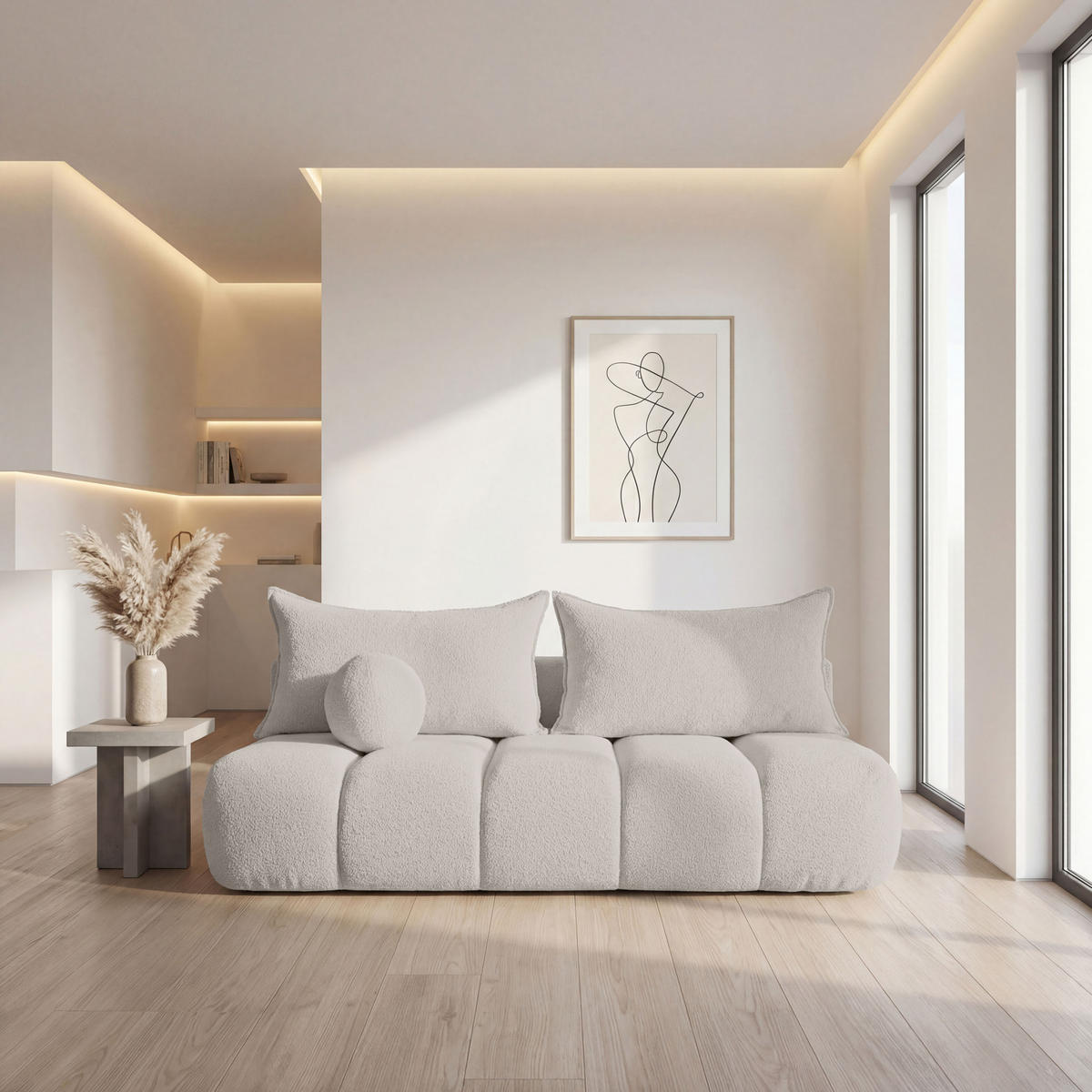 SCHLAFSOFA Milla mit Bettkasten, Sand Beige 205/97/85 cm - Beige, Textil/Metall (205/97/85cm) - WFL GROUP