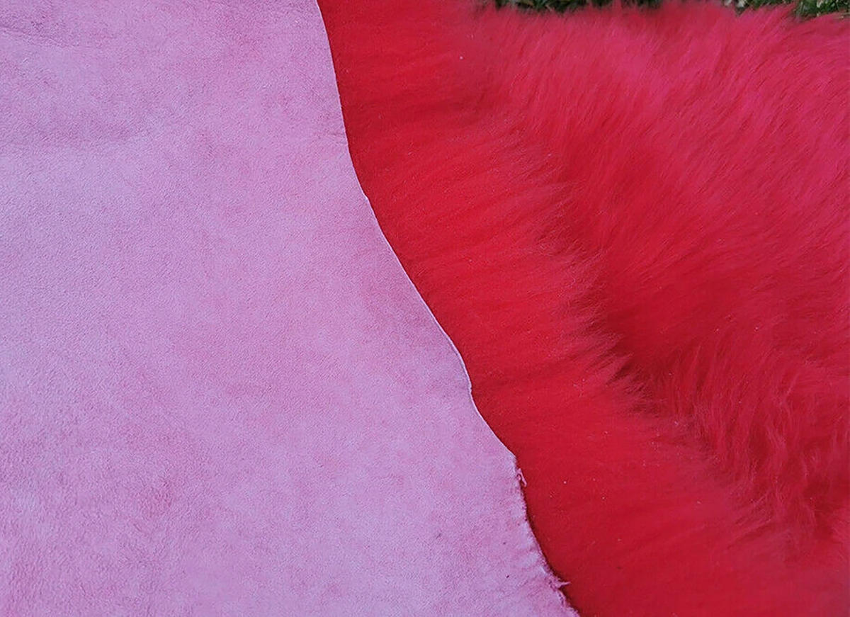 LAMMFELL Öko bunt gefärbt weich Fell Teppich Scarlett ca. 110 cm - Hellrot, Fell (60/110cm) - Provellus